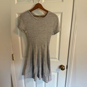 Gray Ribbed Knit Dress
